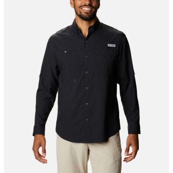 Columbia PFG Crystal Springs Long Sleeve, Camisa Negros Para Hombre | 261708-JQD